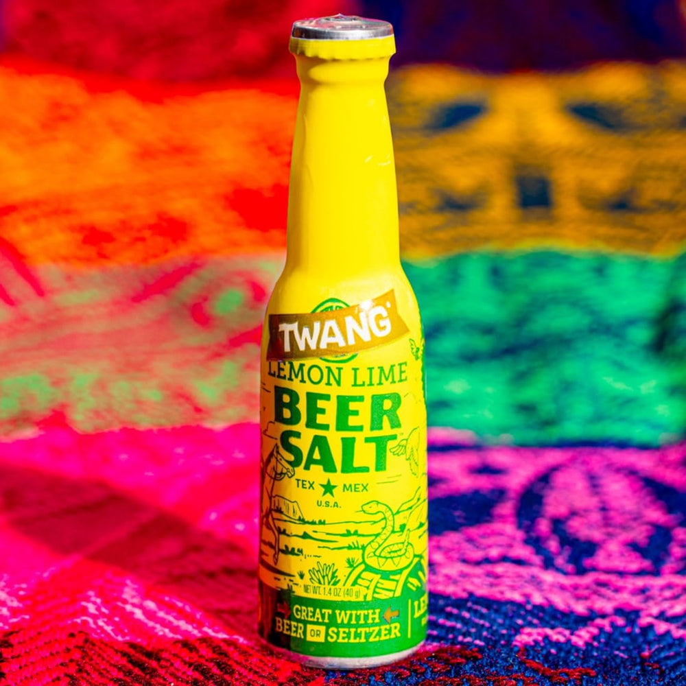 Twang Lemon Lime Beer Salt mini-bottle fits pocket for travel.