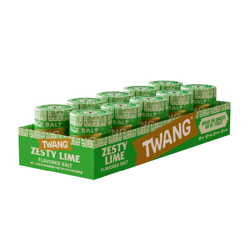 Twang Lime Snack Salt bottle pour adds portable lime flavor to snacks on the go.