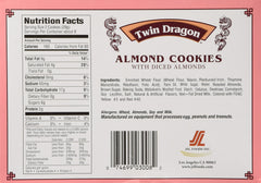 Twin Dragon Almond Cookies closeup highlights diced almonds and nutty texture