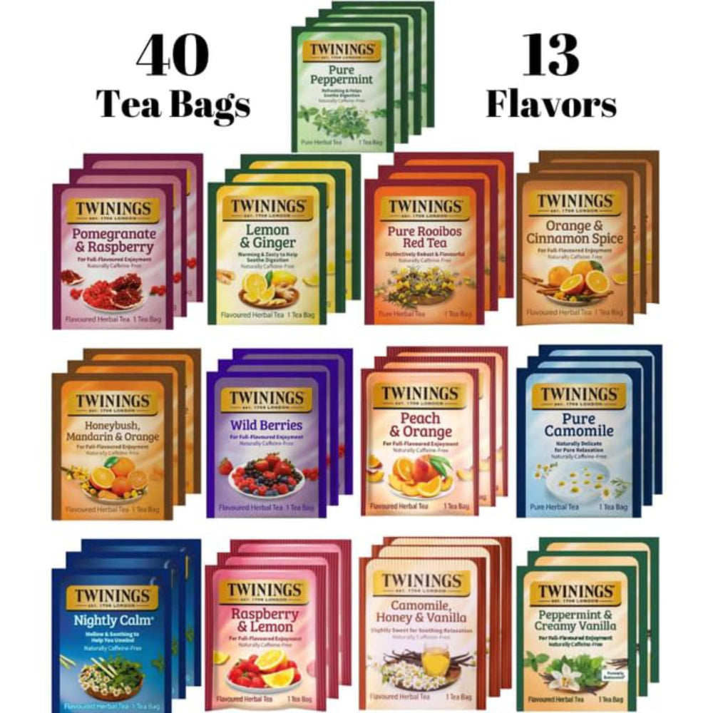 Twinings 13-flavor set showcases lively flavors to explore throughout the day.