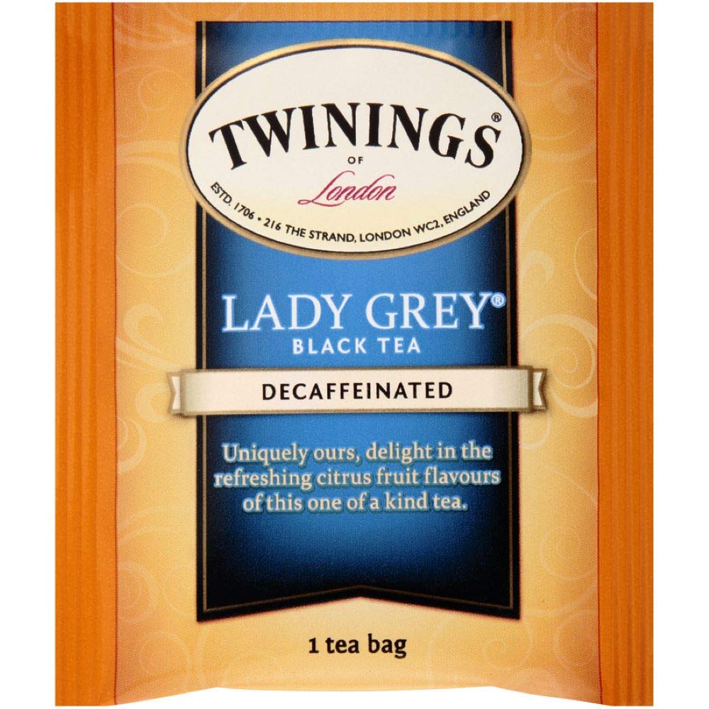 20-count Twinings Lady Grey decaf pack with sealed tea bags