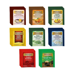 Twinings 48-tea-bags variety pack box showcases eight flavors for easy daily tea choices.