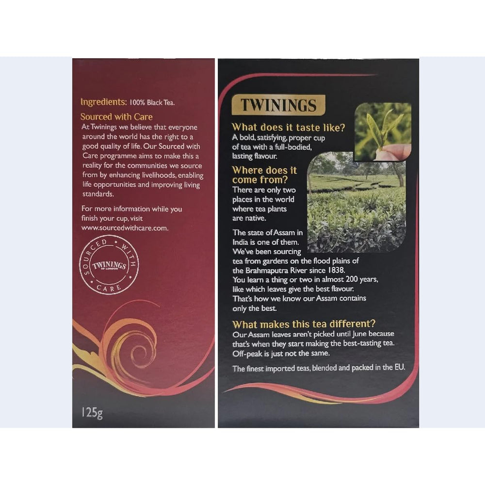 Twinings Assam leaves steeping for a robust flavor experience.