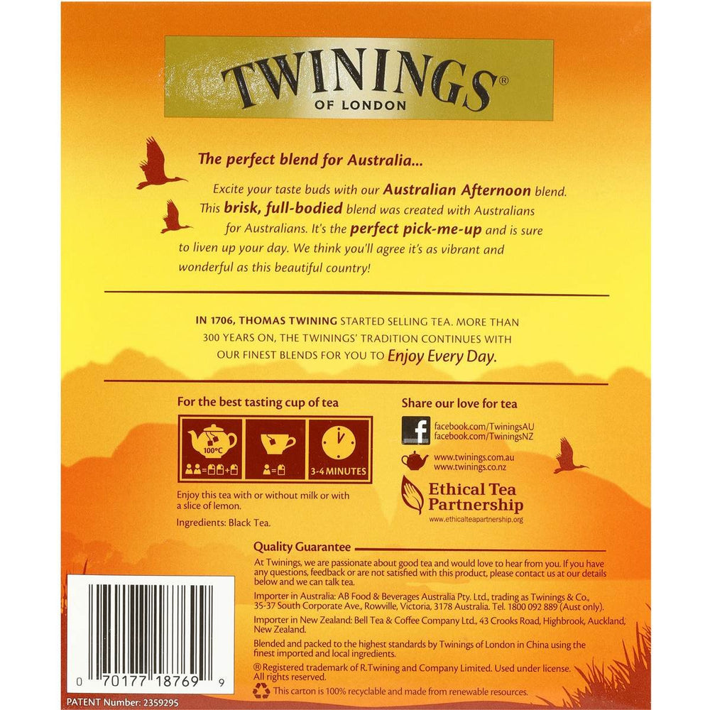 Twinings Australian Afternoon Tea brewed cup, full-bodied flavor ready in minutes.