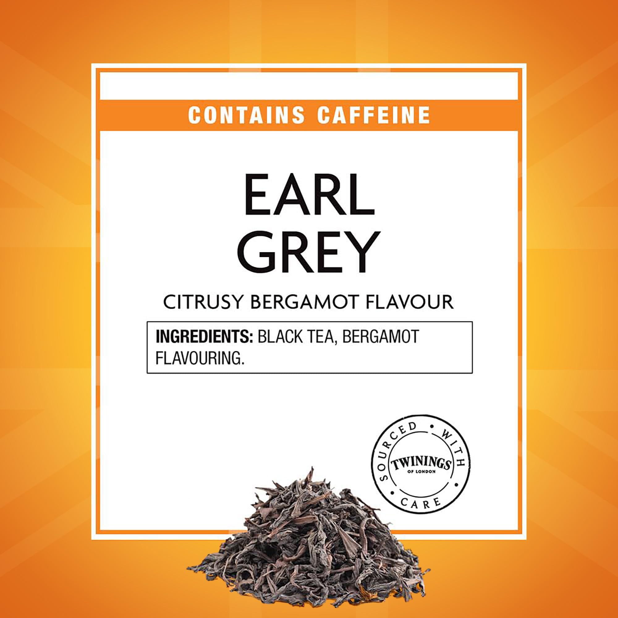 A close aroma of bergamot citrus fills the Twinings Earl Grey tin
