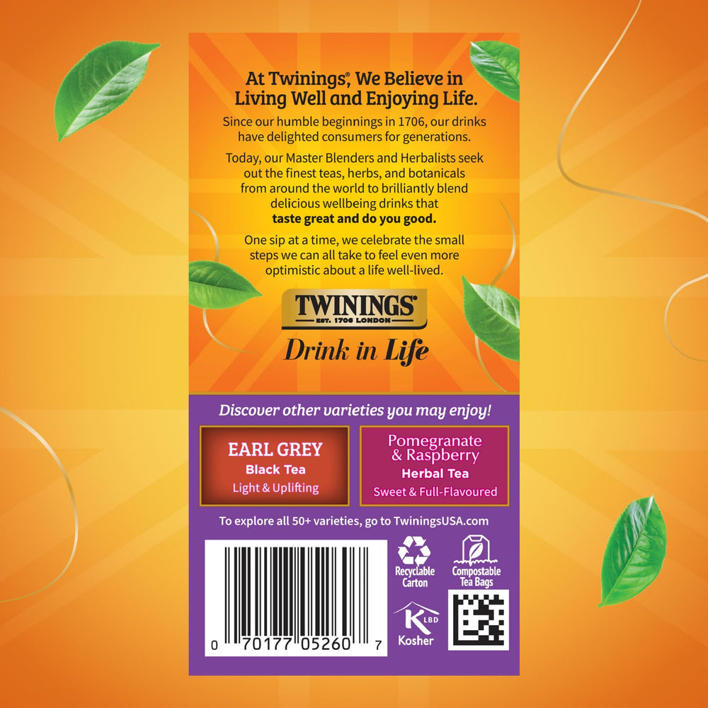 Twinings Blackcurrant Breeze label signals quality and caffeine ready for refreshment.