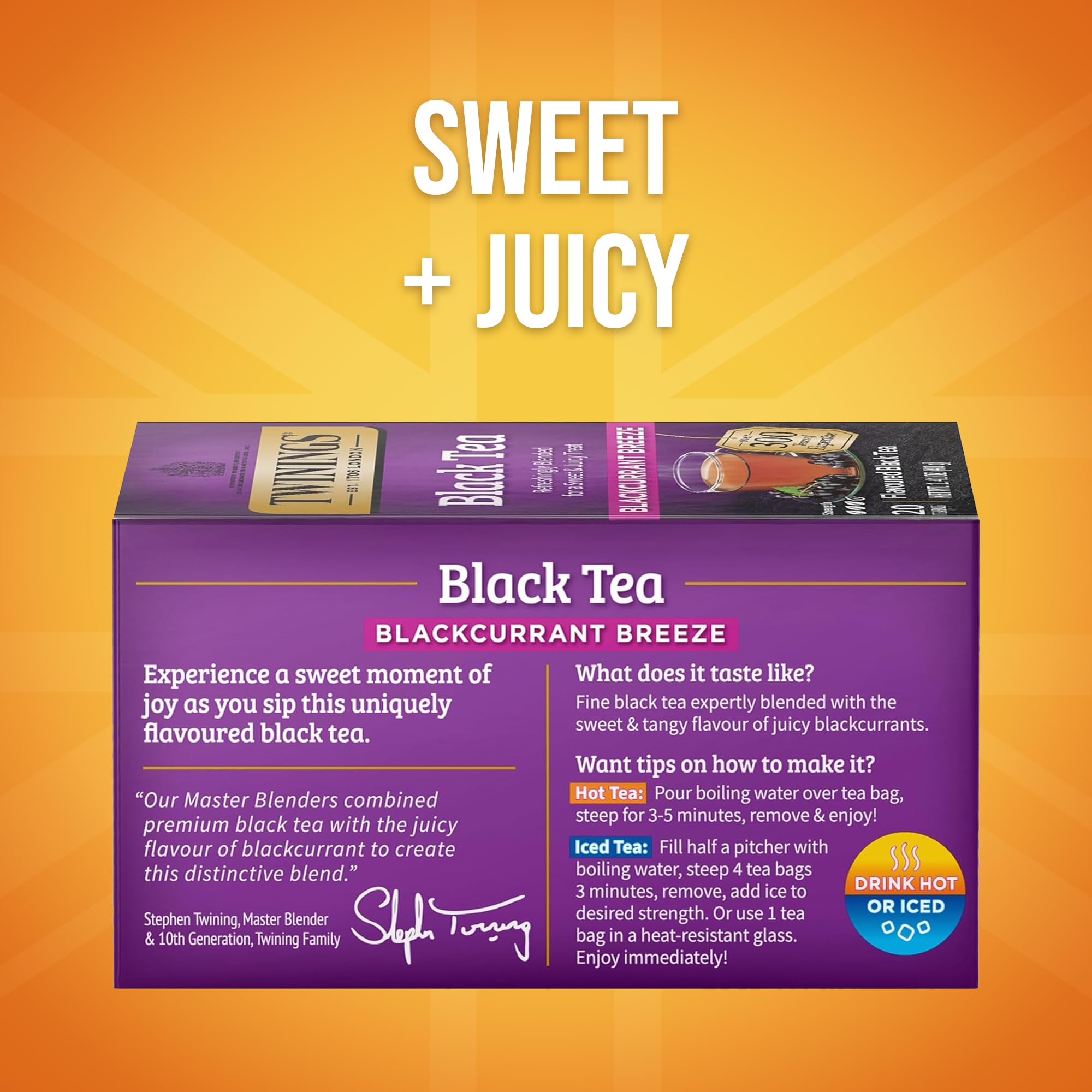 Brewing Twinings Blackcurrant Breeze reveals fruity aroma in cup.