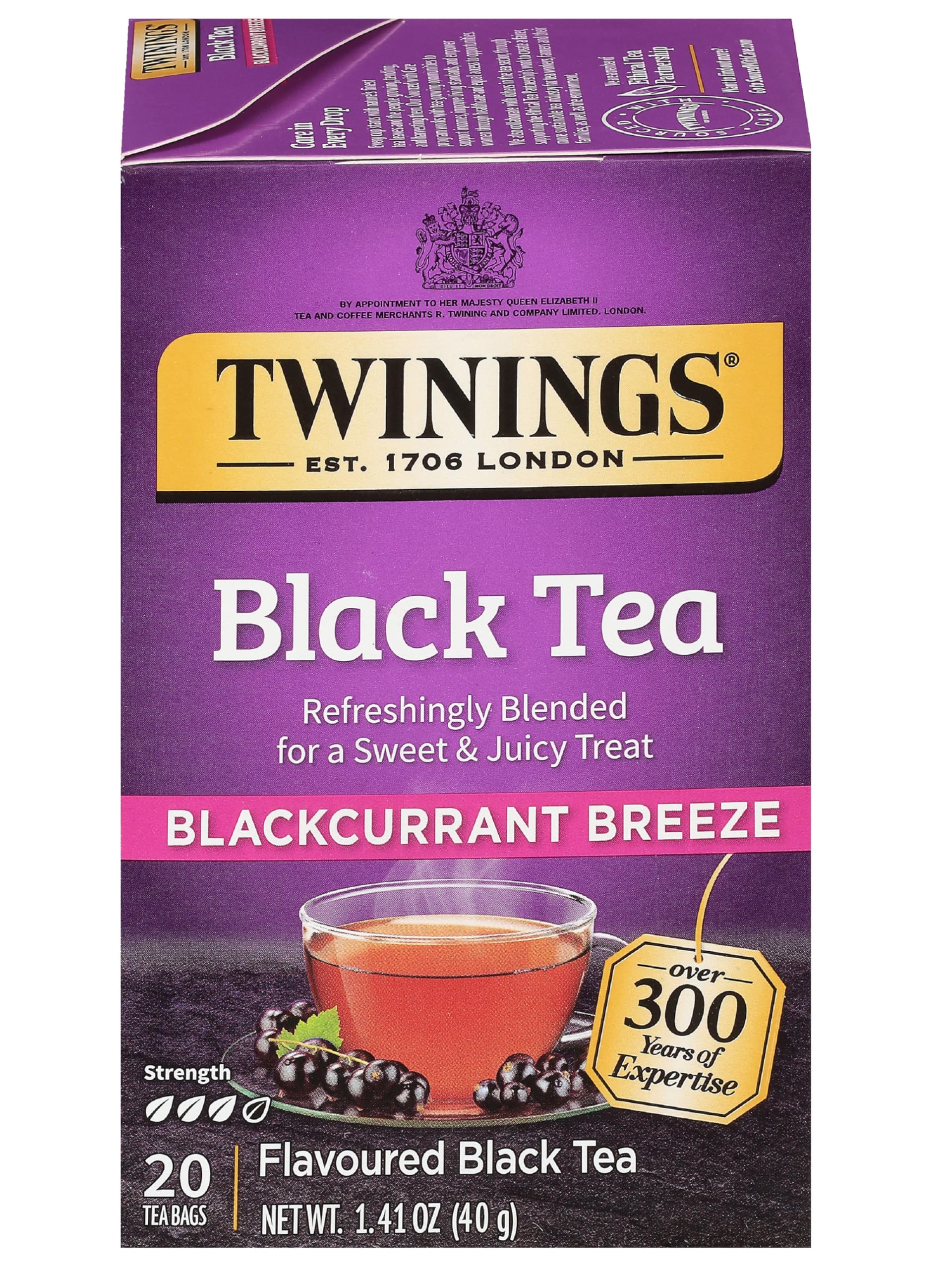 Twinings Blackcurrant Breeze packaging keeps freshness intact for on-the-go tea lovers.