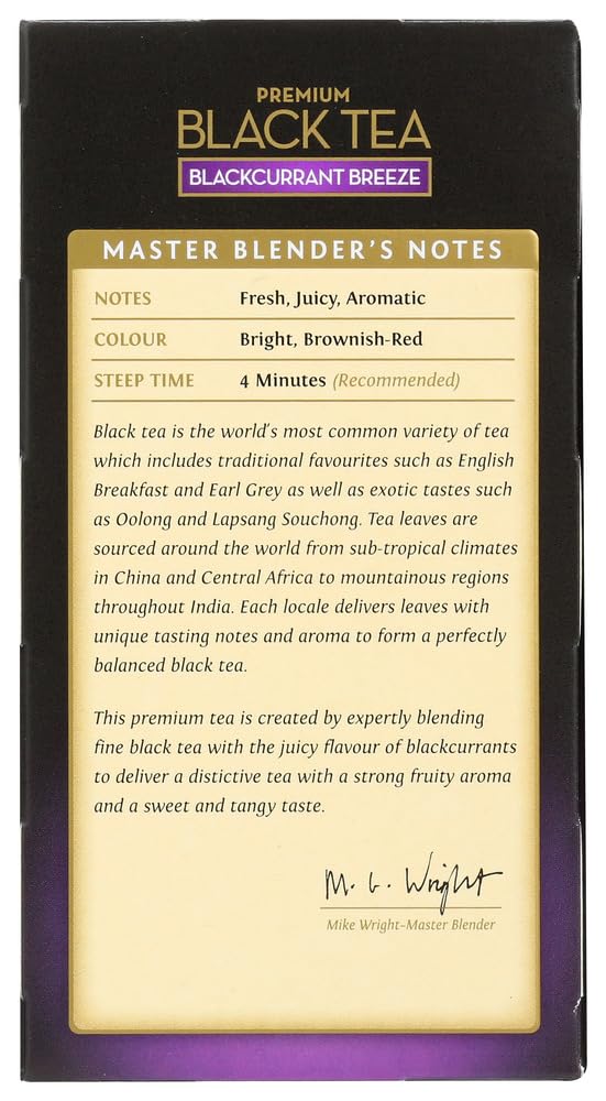 Twinings Blackcurrant Breeze cup with fruity aroma and balance.