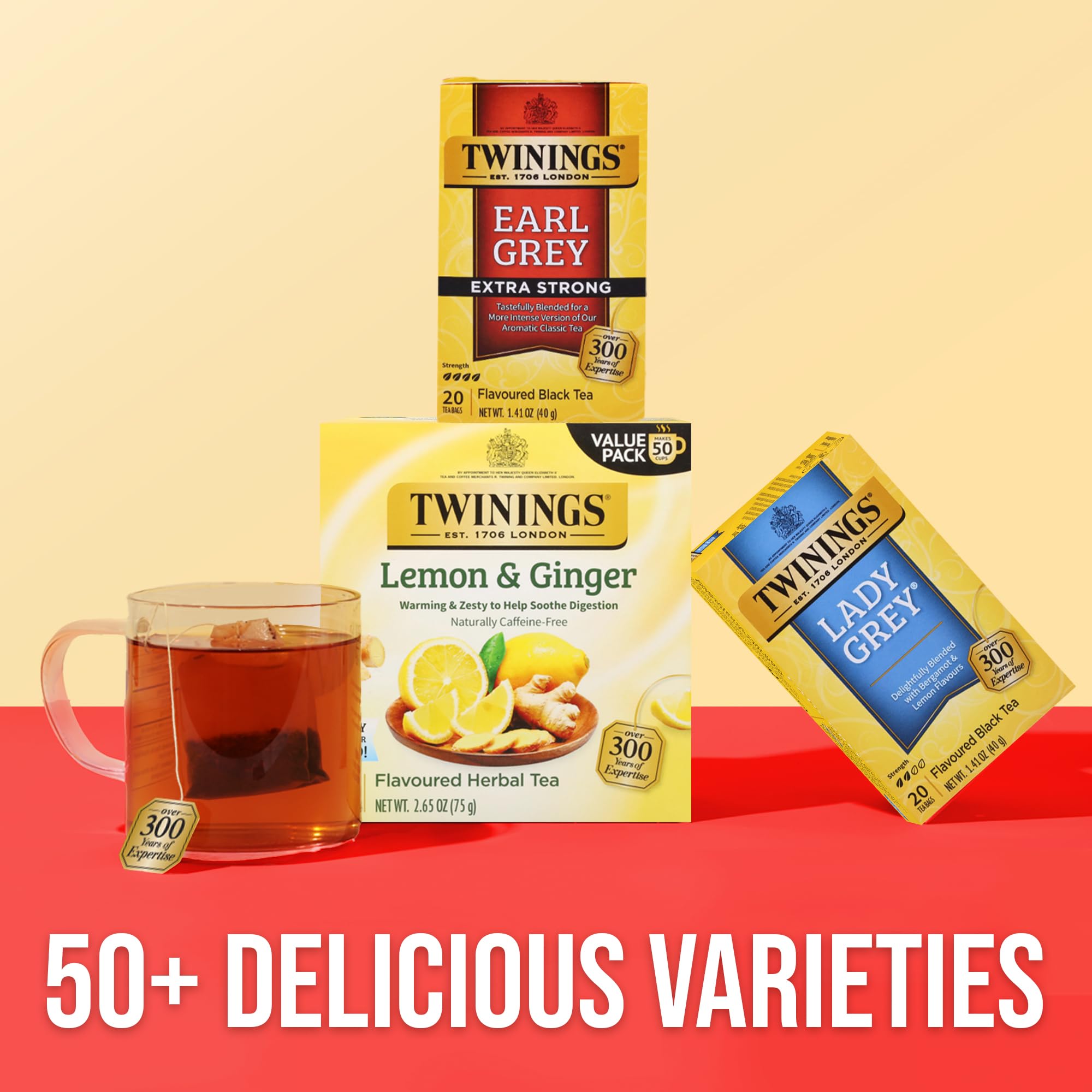 Twinings tea box reflecting decades of heritage and quality