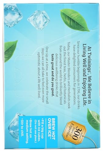 Twinings Brew Over Ice Peach Tea box front display for easy selection.