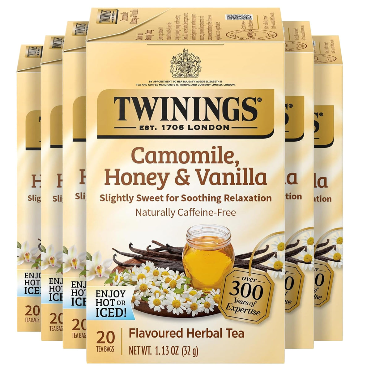 Twinings Camomile Honey Vanilla tea bags pack for fresh, on-the-go enjoyment