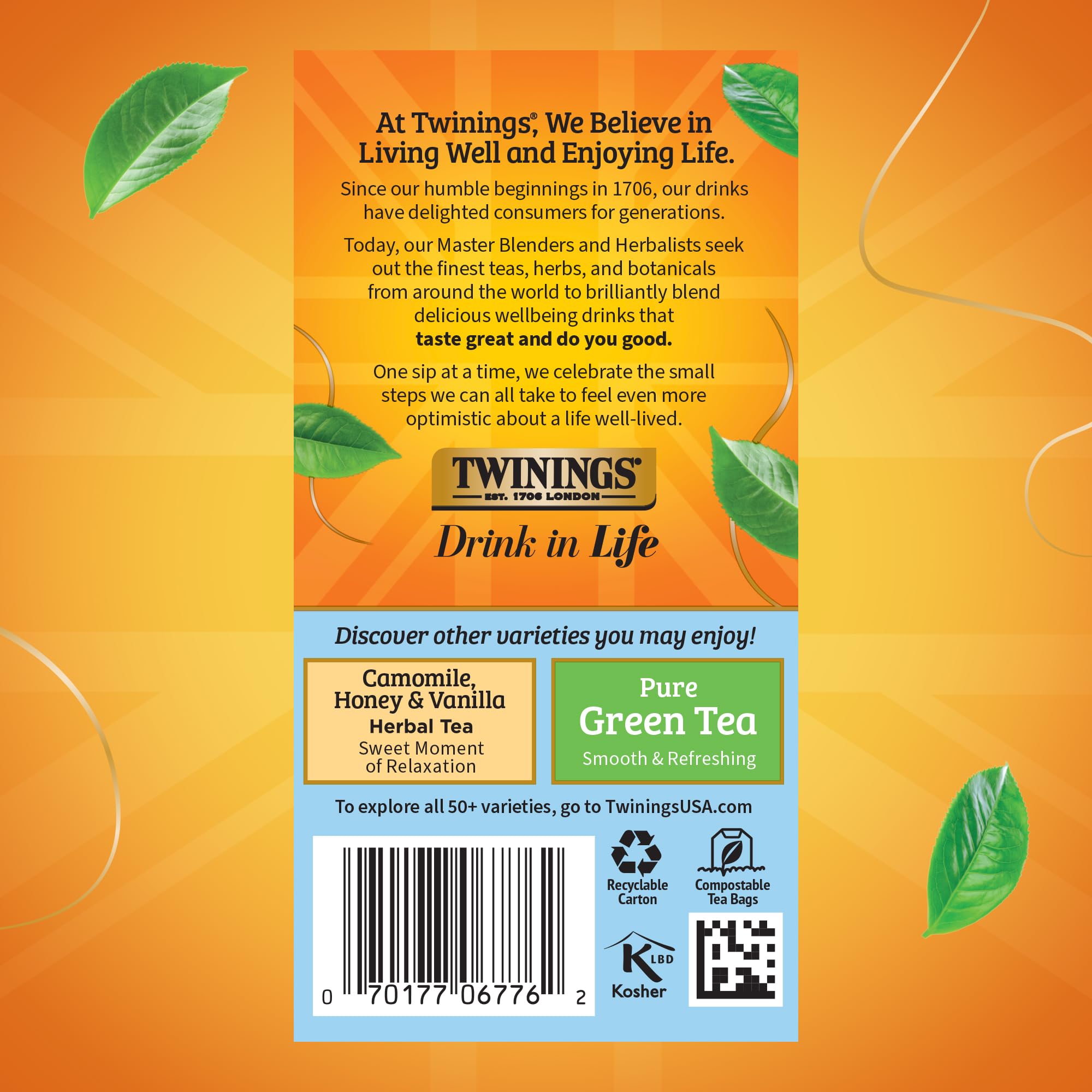 Twinings Pure Camomile tisane, caffeine-free and soothing for evenings.