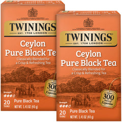 Twinings Ceylon Pure Black Tea bags in a box for daily brewing.