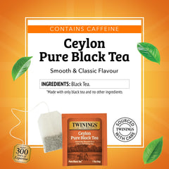 Twinings Ceylon Pure Black Tea, hot or iced, showcasing versatile serving options.