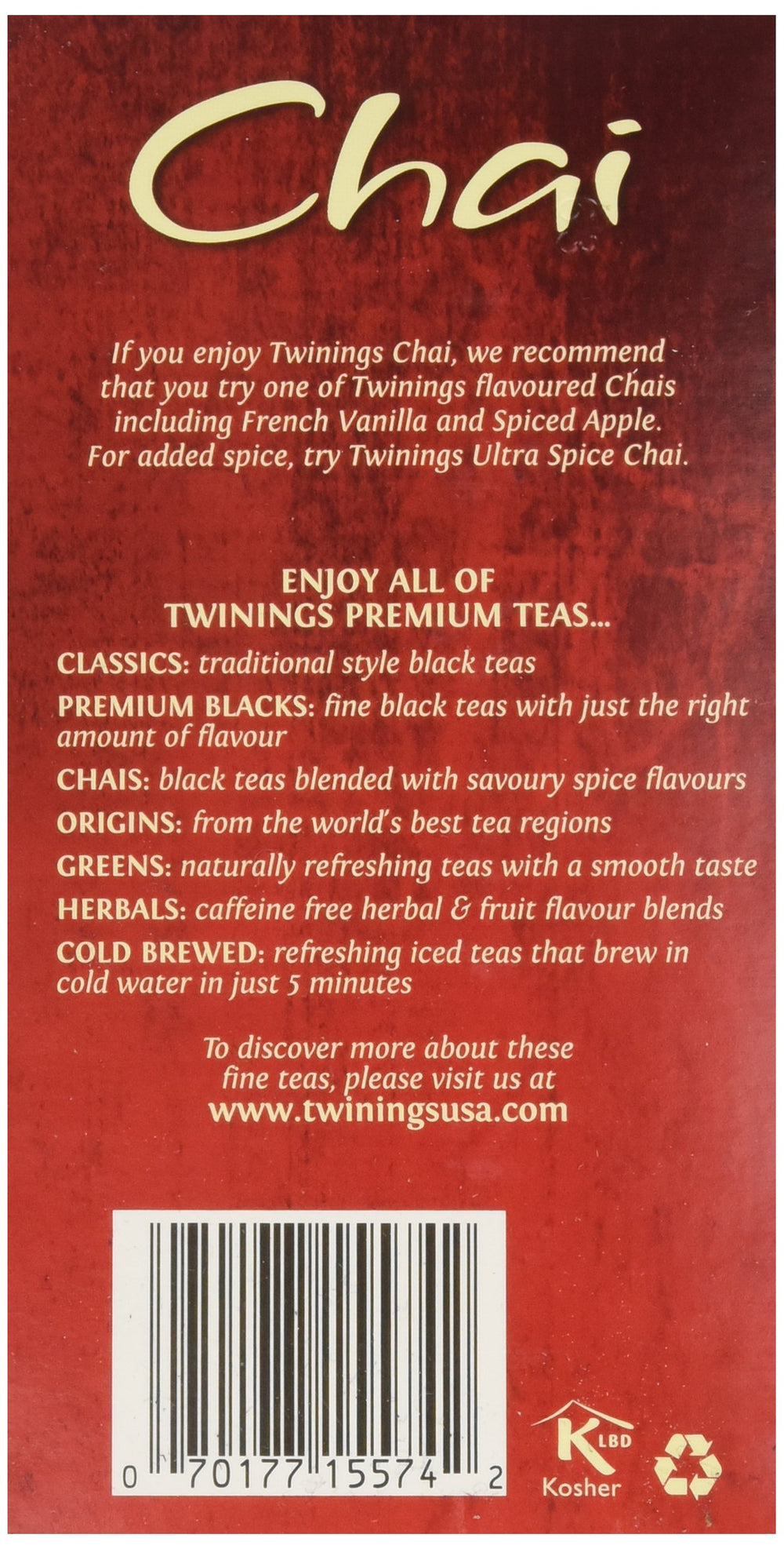 Aromas rise from Twinings chai as steam curls from the cup