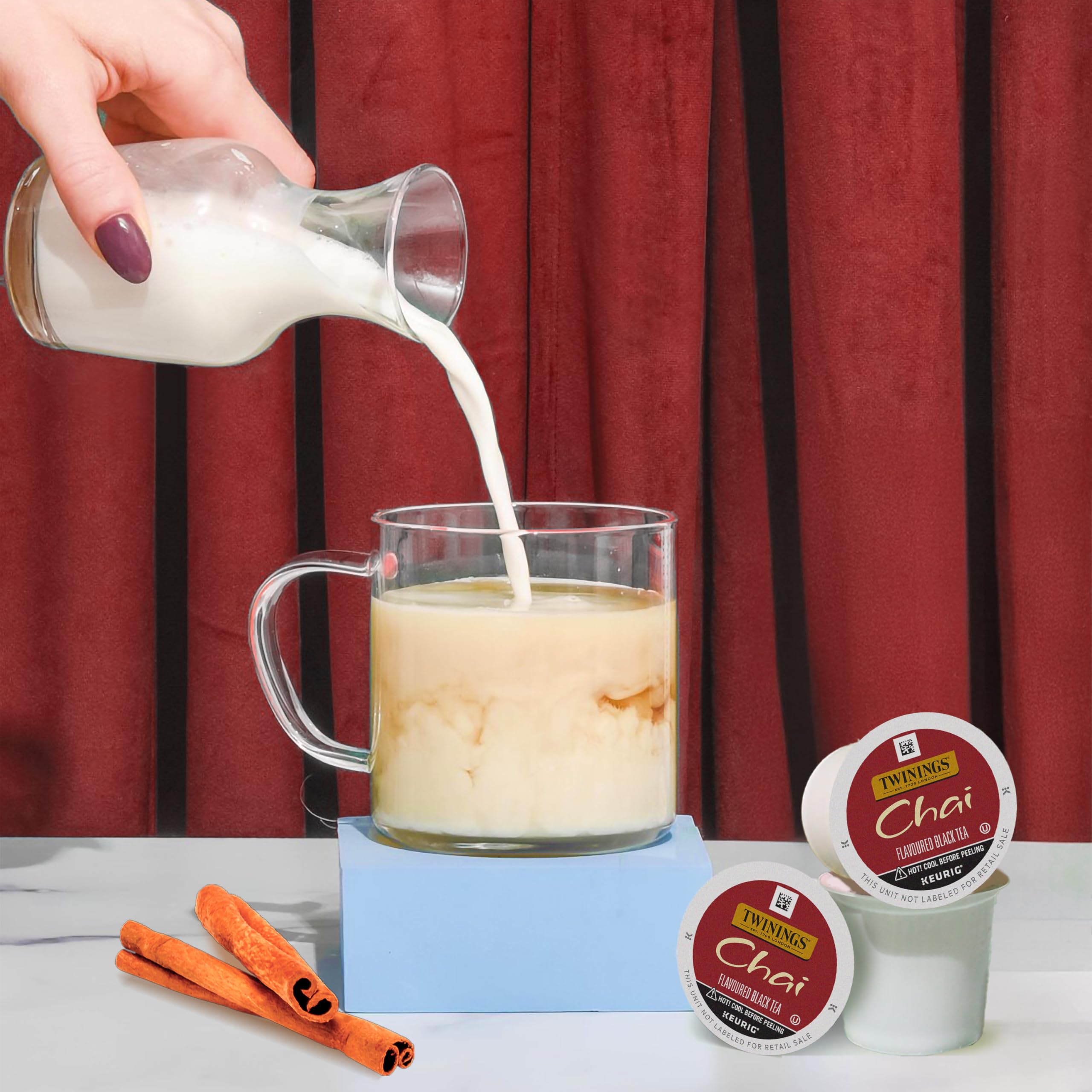 Twinings Chai Black Tea K-Cup Pods ice brew for refreshing sip.
