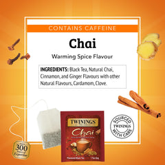 Twinings chai black tea spice blend highlights cinnamon and cardamom aroma