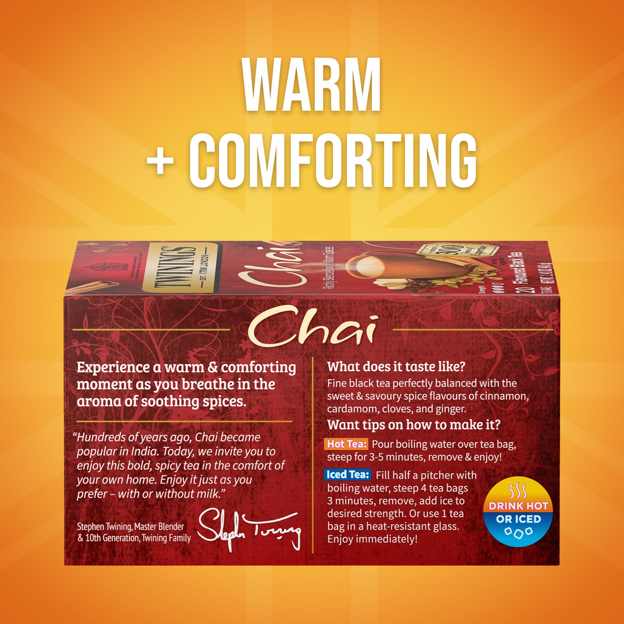 Twinings chai black tea tea bags offering convenient, fresh brew on the go