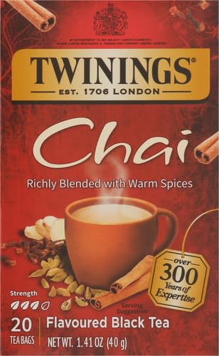 Hot cup of Twinings chai delivers a fragrant, comforting spice profile
