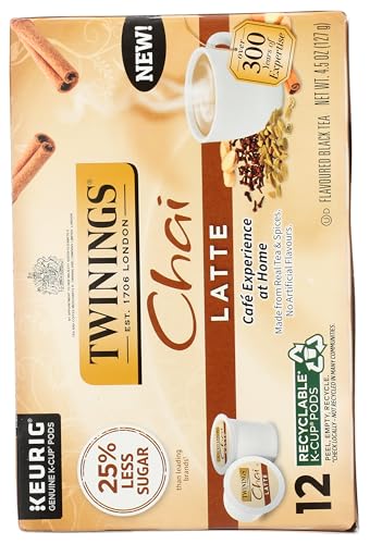 Twinings Chai Latte K-Cup with cinnamon garnish for warm spice