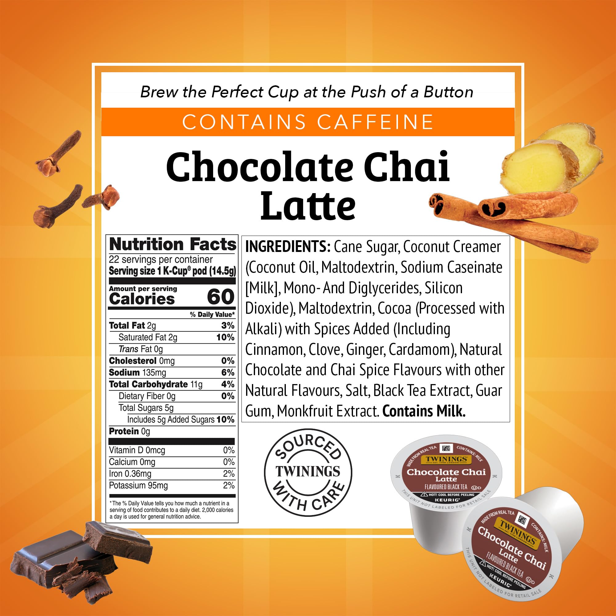 Twinings Chocolate Chai Latte cup steaming, ideal for cozy morning rituals.