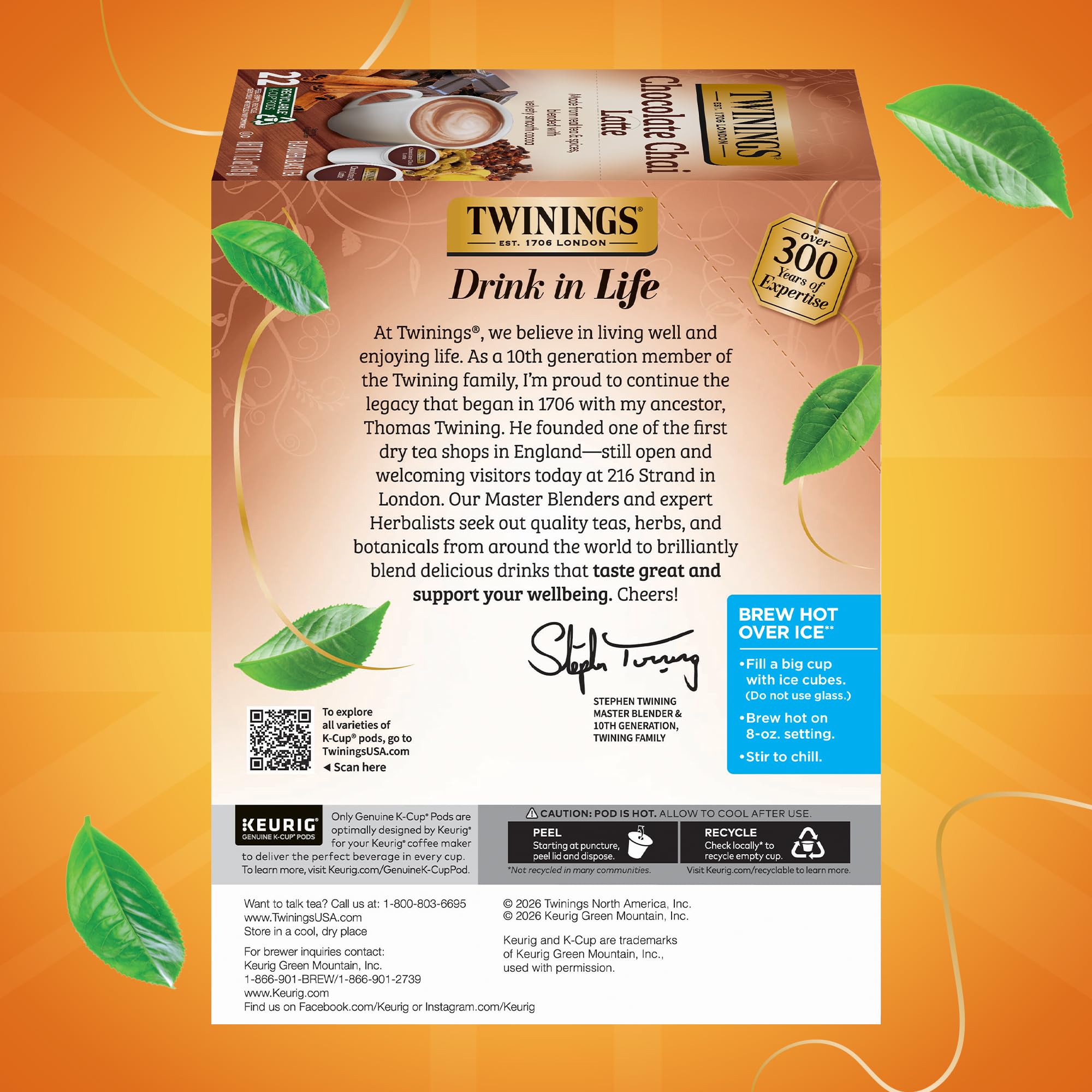 Twinings Chocolate Chai Latte Keurig setup for fast, hot or iced drinks.