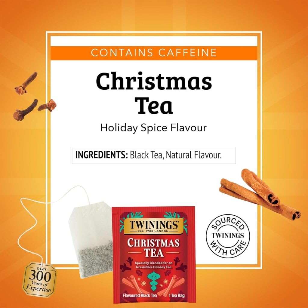 Twinings Christmas Tea 20-count pack offers value with holiday flavor.