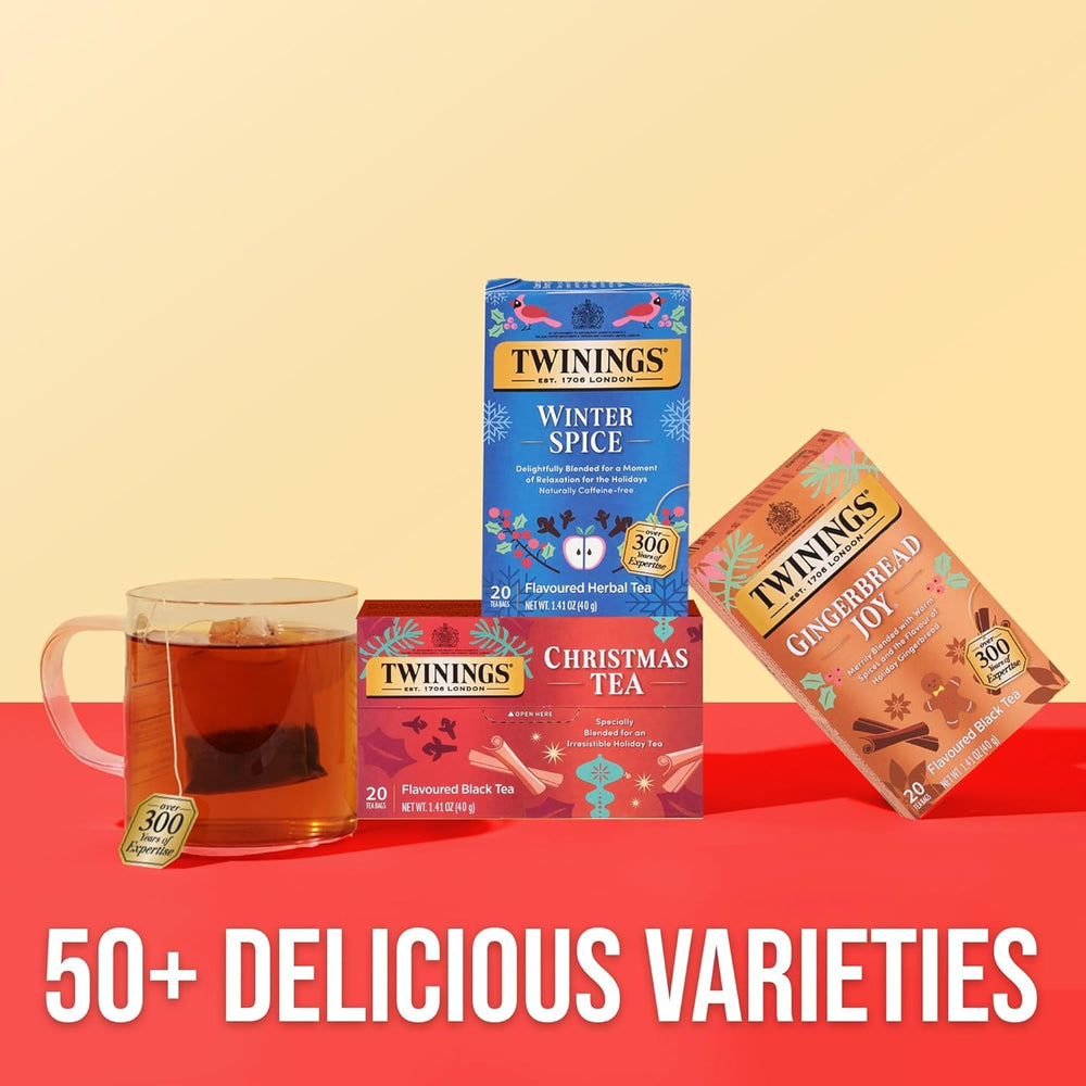 Holiday sipping moments with Twinings Christmas Tea for cozy evenings.