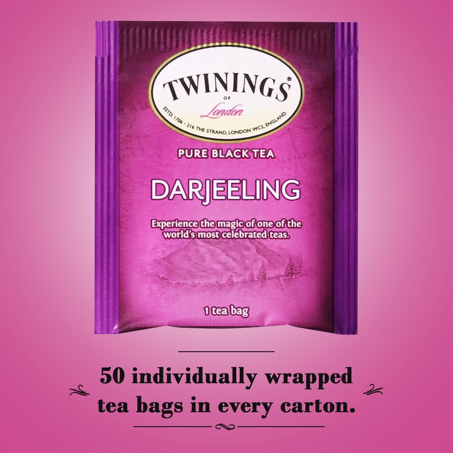 Twinings Darjeeling leaves in foil-wrapped pack preserving freshness