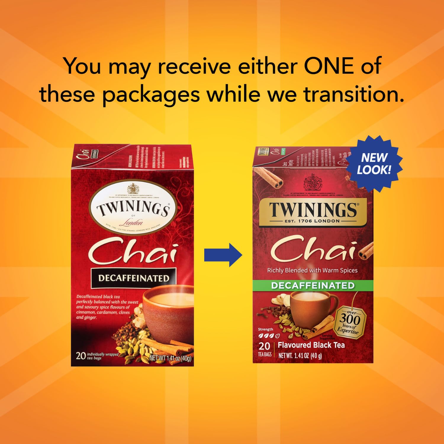 Steaming cup of Twinings decaf chai tea for a caffeine-free warmth