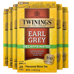 Twinings decaf Earl Grey tea bags with citrus bergamot aroma for smooth cups.