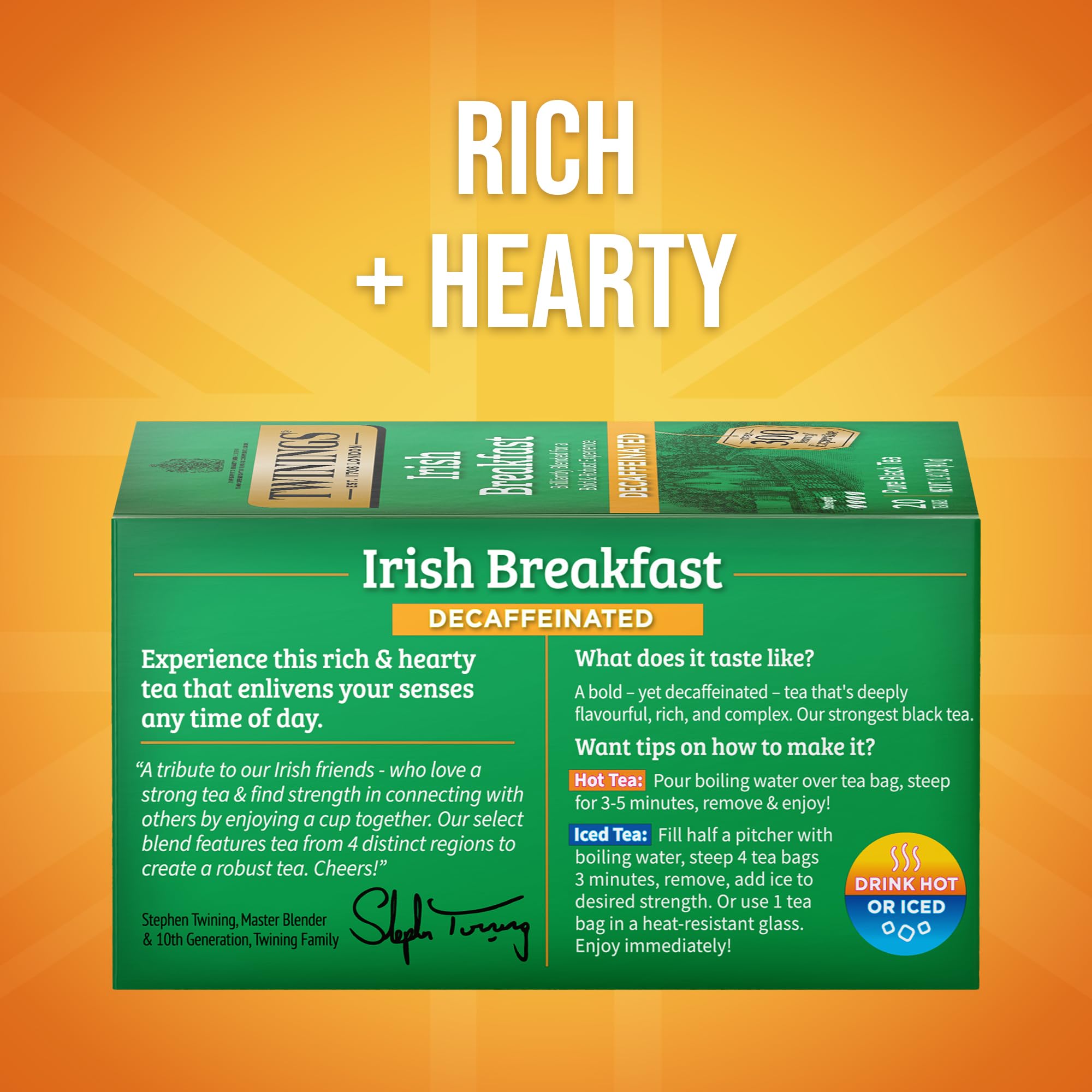 Twinings Decaf Irish Breakfast 20-count pack ready for everyday tea moments.