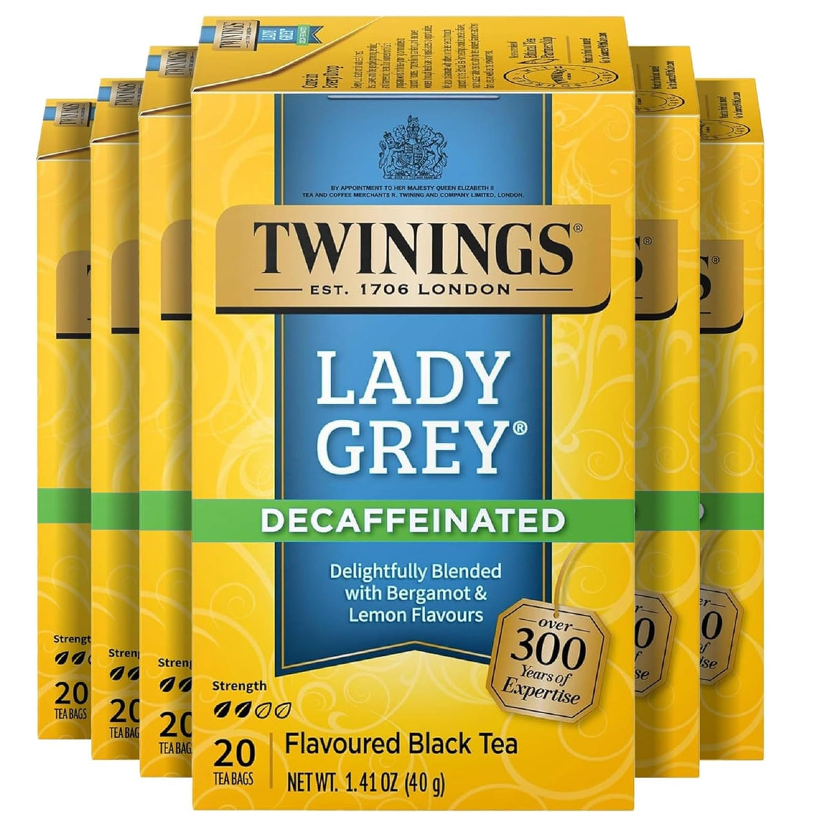 Twinings decaf Lady Grey tea bags ready for a smooth, caffeine-free cup