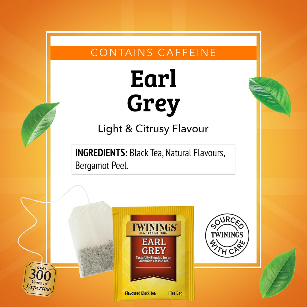 Twinings Earl Grey with bergamot citrus aroma in a classic black tea profile.