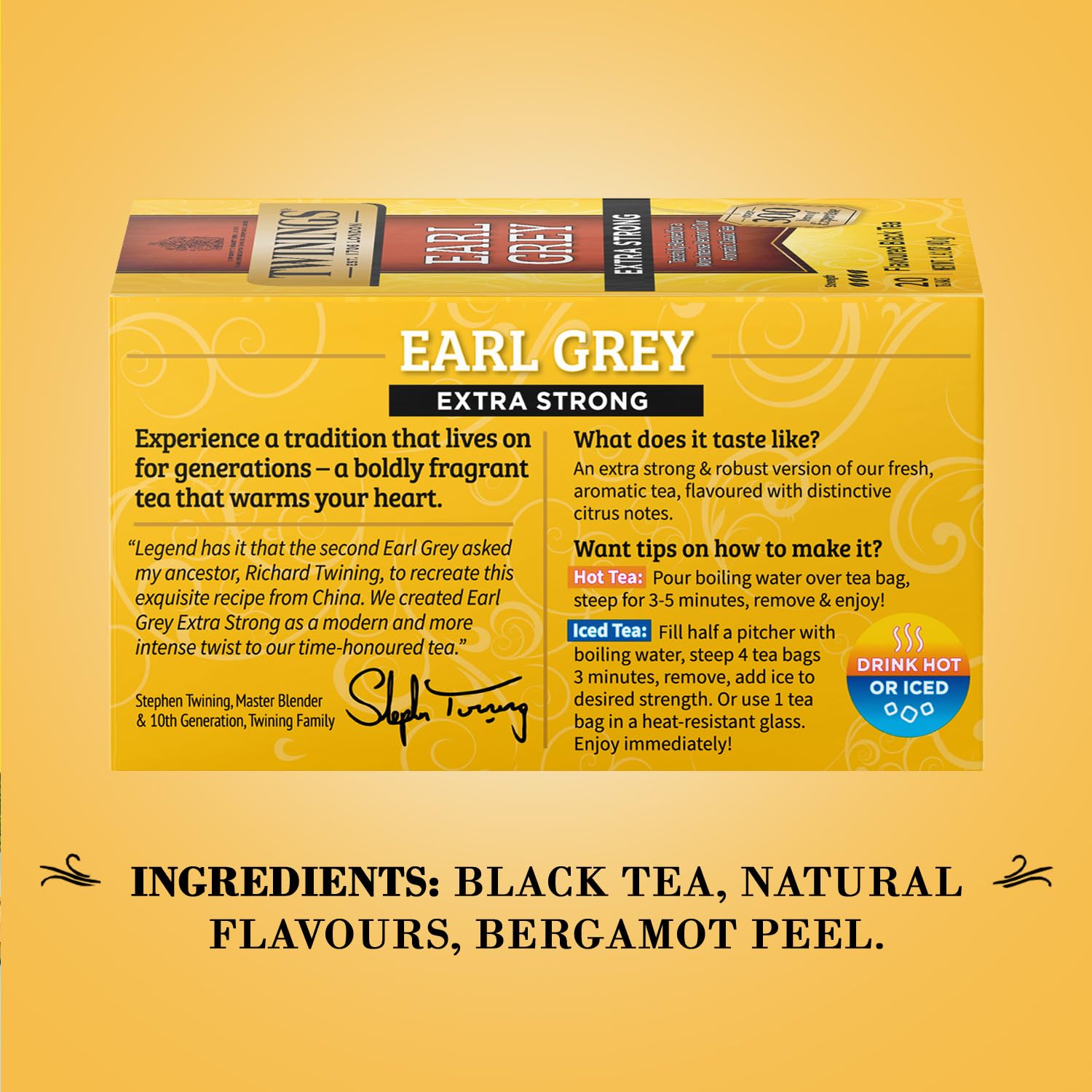 Two-pack packaging with individually wrapped tea bags for convenience.