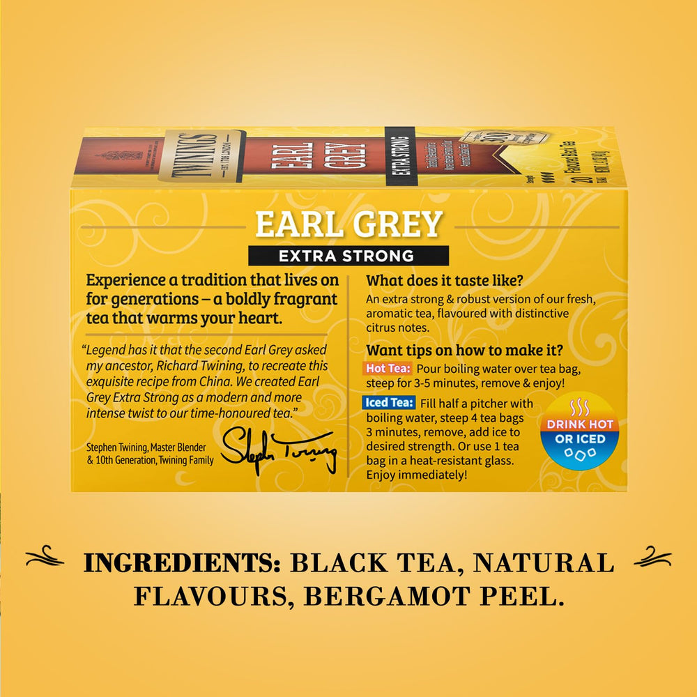 Two-pack packaging with individually wrapped tea bags for convenience.