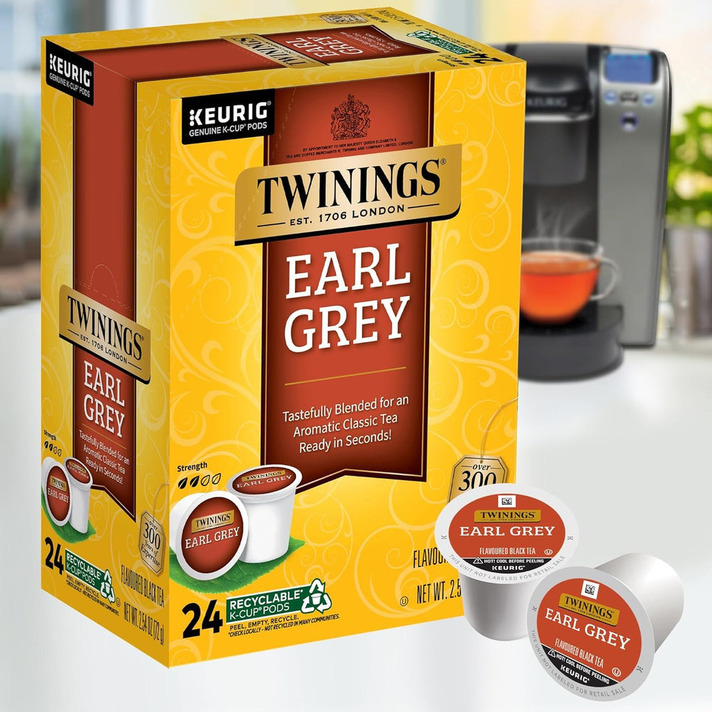 Brewing hot with Twinings Earl Grey for a quick, fragrant cup.