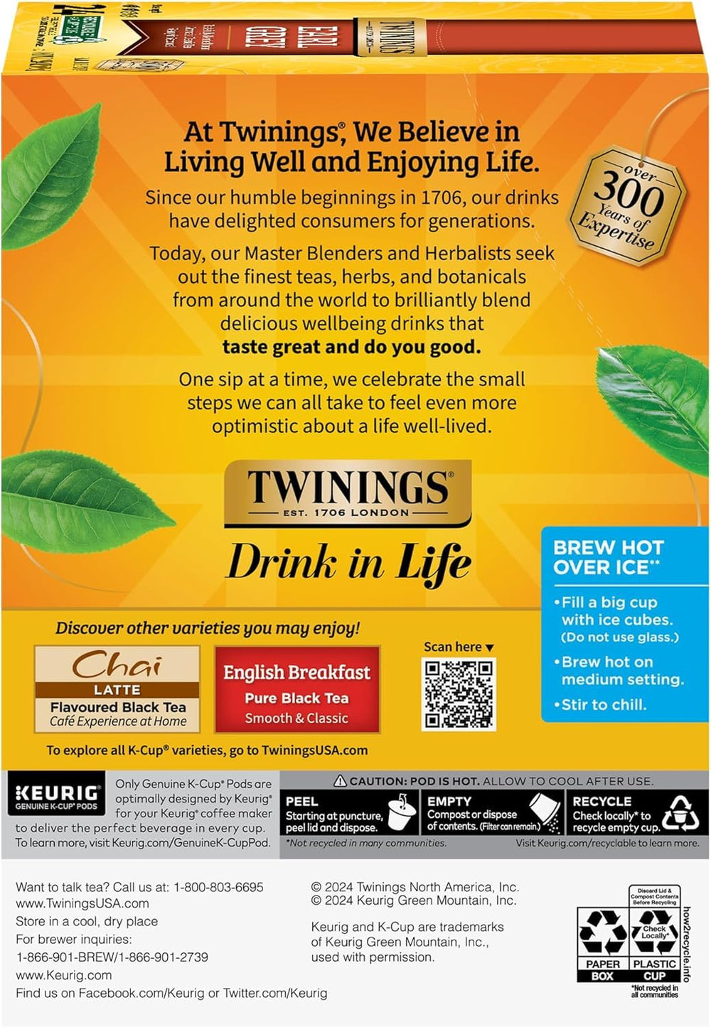 Iced tea setup with Twinings Earl Grey for refreshing chill.