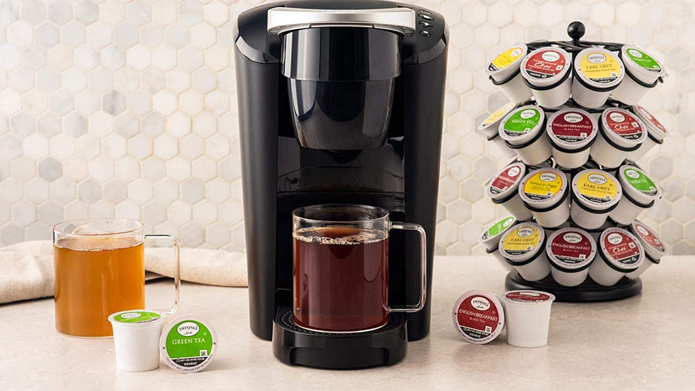 K-Cup in Keurig brewer ready for a fast brew.