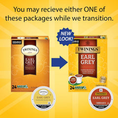 Twinings Earl Grey K-Cup pods closeup highlighting citrus bergamot aroma.