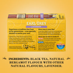 Brewing cup of Twinings Earl Grey Lavender tea with brisk black tea and lavender.