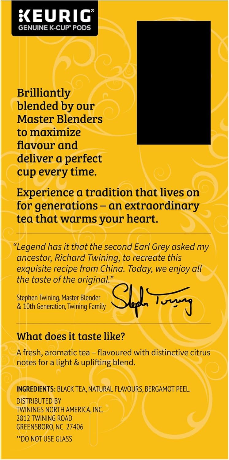 Ethical sourcing tag signals Twinings commitment to responsible ingredients.