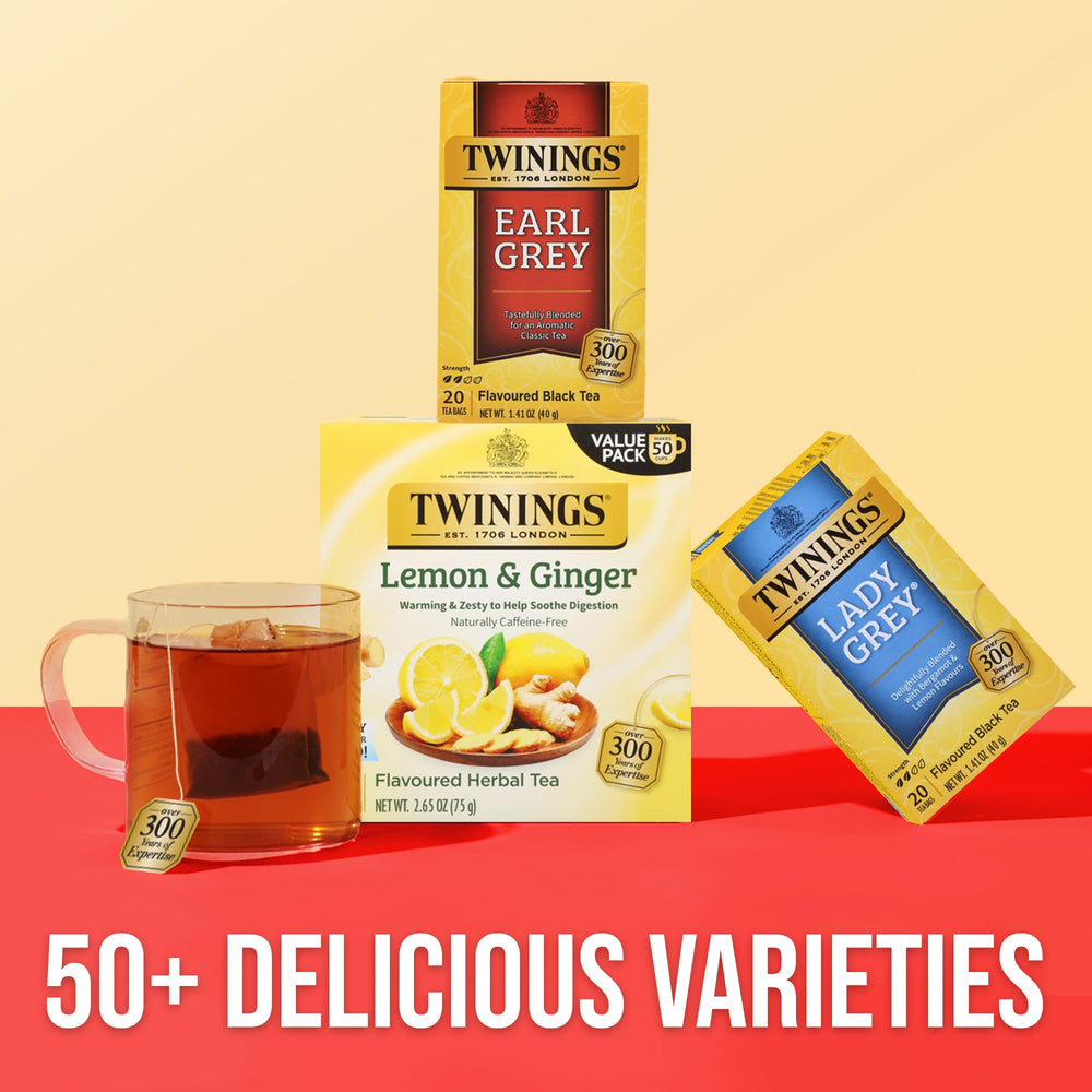 Twinings Earl Grey 20-count box fits busy days on the go.
