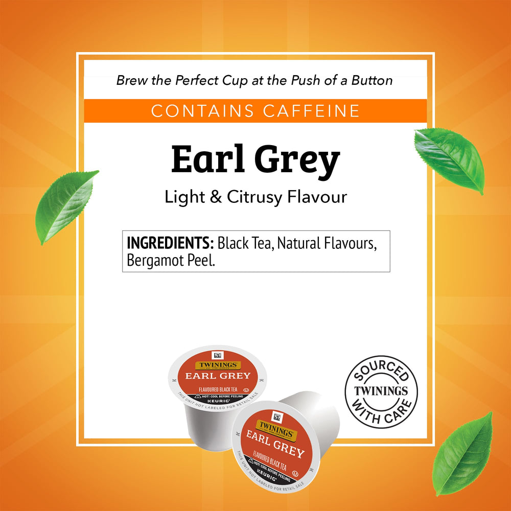 Six-box Twinings Earl Grey packaging laid out for convenient brewing and stock awareness.