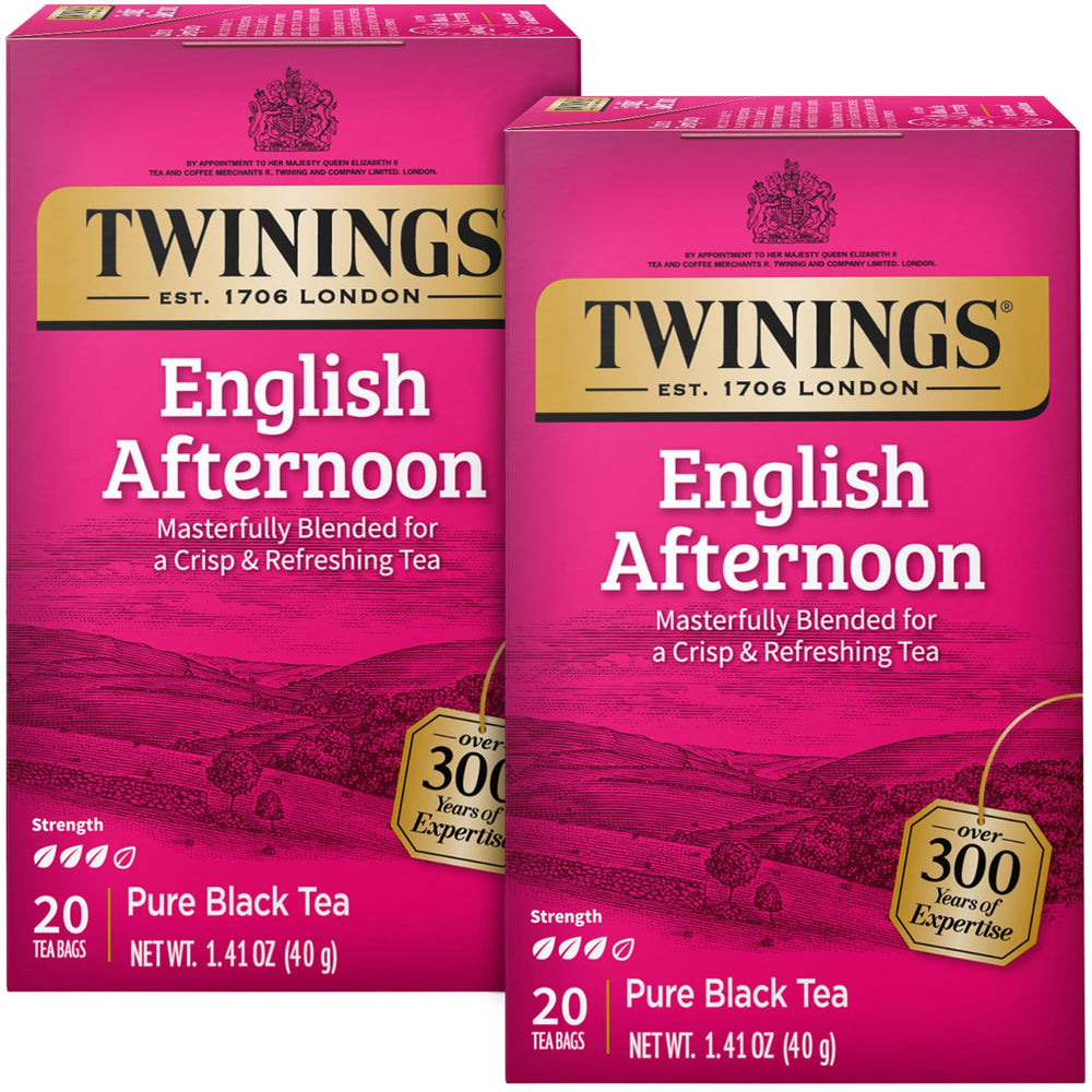 Twinings English Afternoon Tea 2-pack box with individually wrapped bags for freshness.