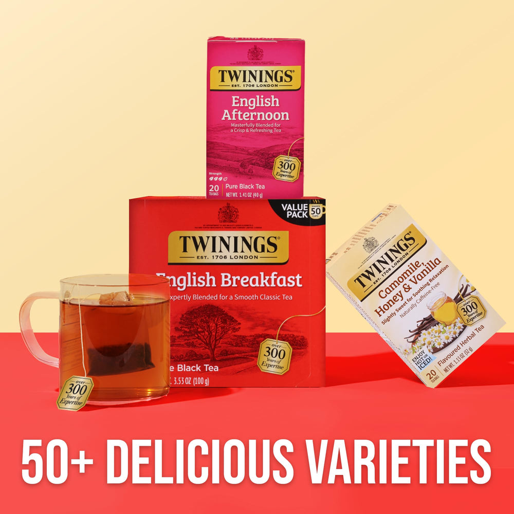 Twinings English Afternoon Tea tasting cup signals a comforting afternoon ritual.