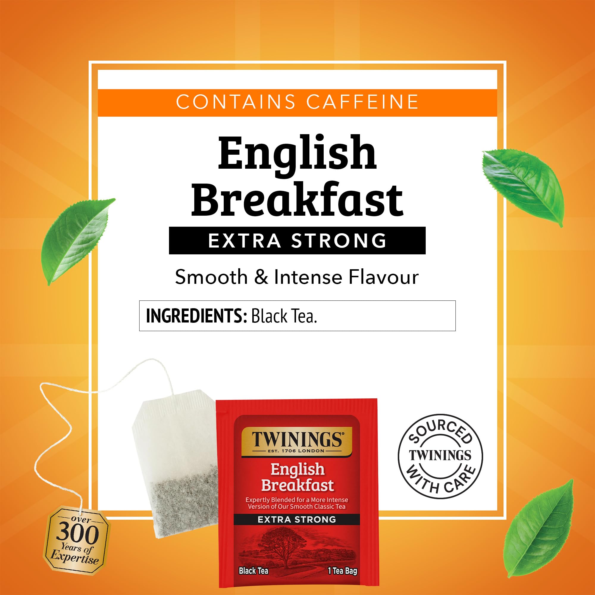 Twinings English Breakfast Extra Strong tea box packaging showing freshness