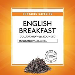 Steaming pour of Twinings English Breakfast tea in a cup