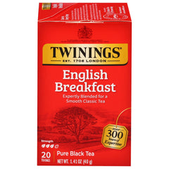 Twinings English Breakfast tea bags deliver a bold morning pick-me-up.